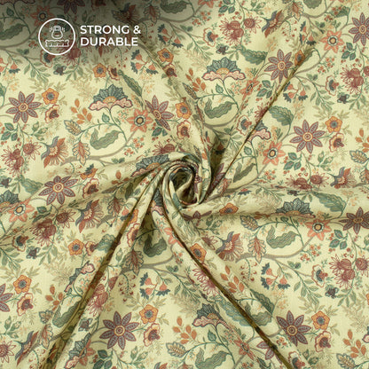 Sage Green Floral Digital Print Elegant Blend Pashmina Fabric