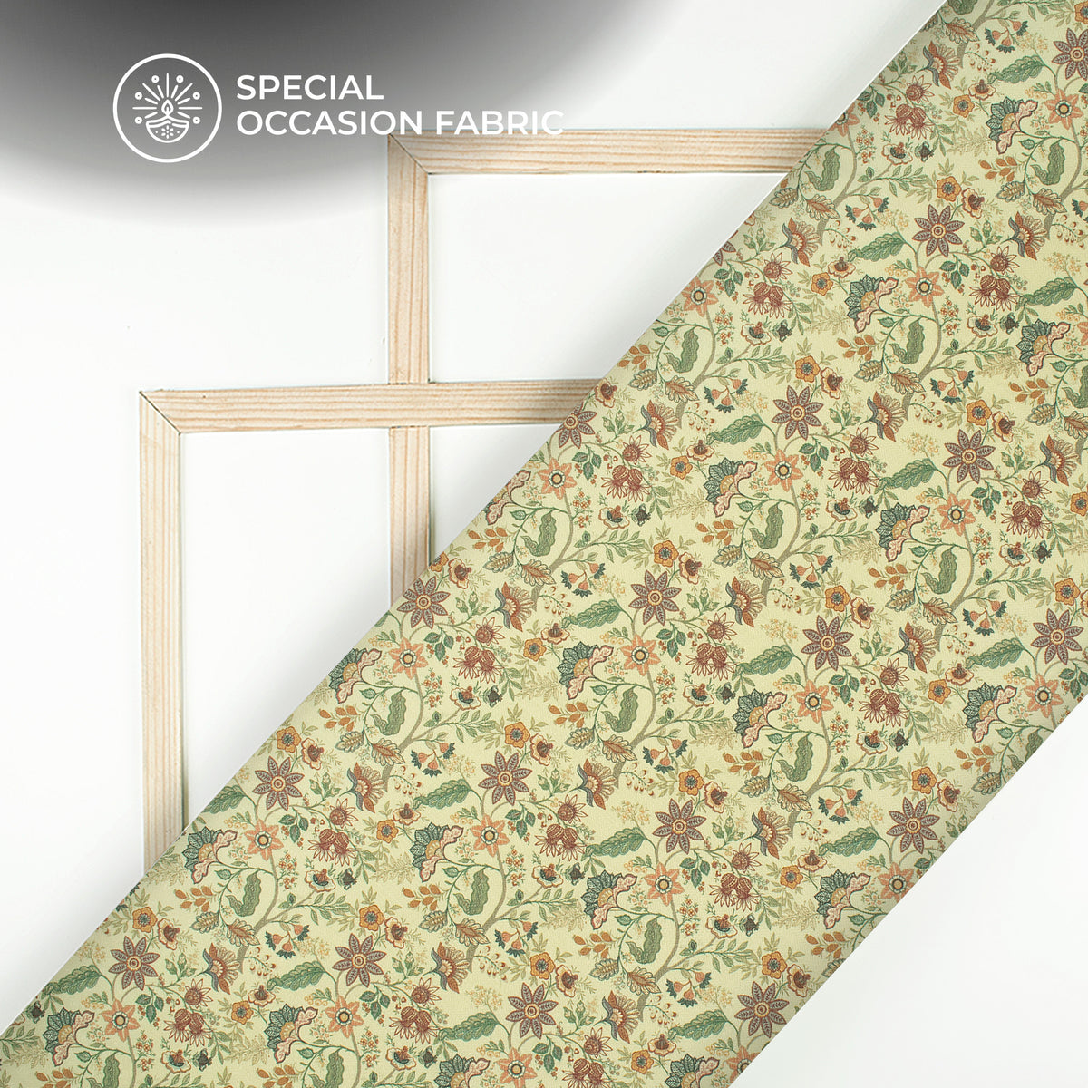 Sage Green Floral Digital Print Elegant Blend Pashmina Fabric