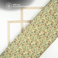 Sage Green Floral Digital Print Elegant Blend Pashmina Fabric