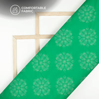 Forest Green Floral Digital Print Poly Linen Slub Fabric