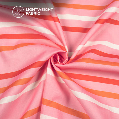 Rose Pink Leheriya Digital Print Poly Linen Slub Fabric