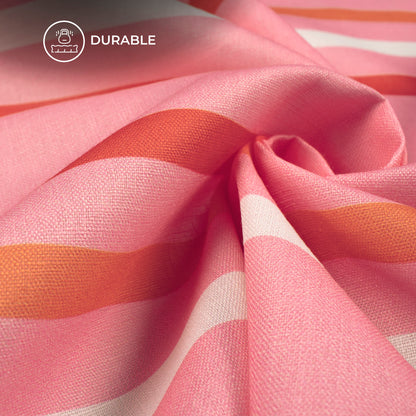 Rose Pink Leheriya Digital Print Poly Linen Slub Fabric