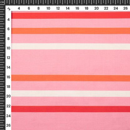 Rose Pink Leheriya Digital Print Poly Linen Slub Fabric