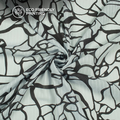 Black Abstract Digital Print Chiffon Sparkle Fabric
