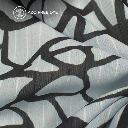 Black Abstract Digital Print Chiffon Sparkle Fabric