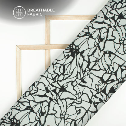 Black Abstract Digital Print Chiffon Sparkle Fabric
