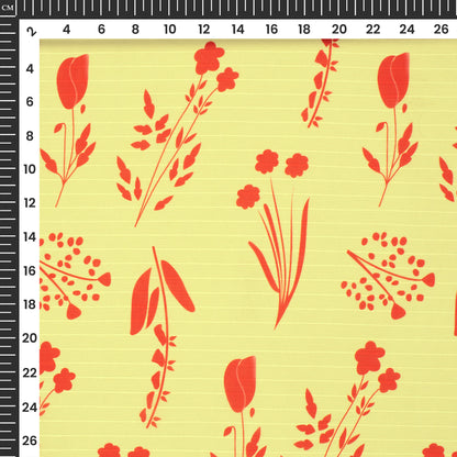 Corn Yellow Floral Digital Print Chiffon Sparkle Fabric