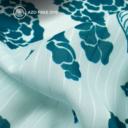 Steel Blue Floral Digital Print Chiffon Sparkle Fabric