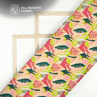 Multi-Color Leaf Digital Print Chiffon Satin Fabric