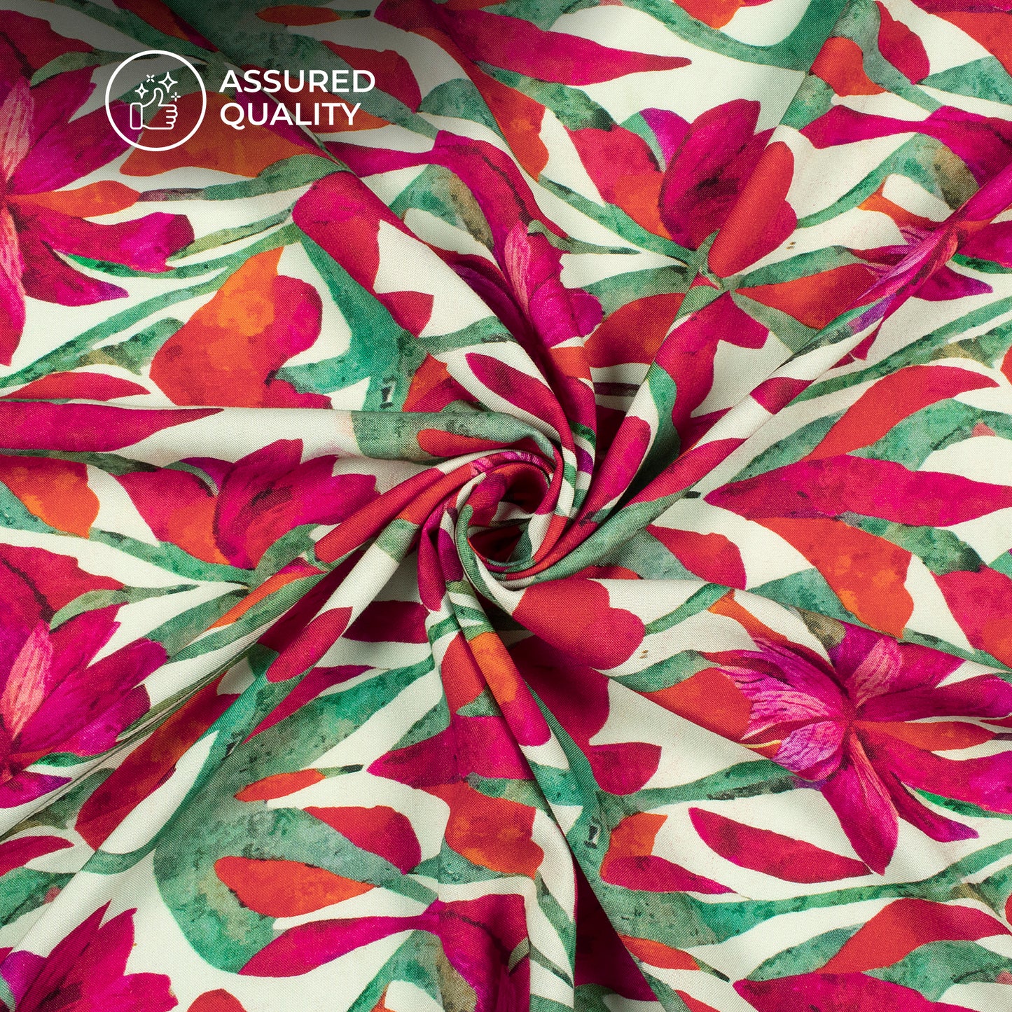 Cherry Red Floral Digital Print Viscose Rayon Fabric (Width 58 Inches)