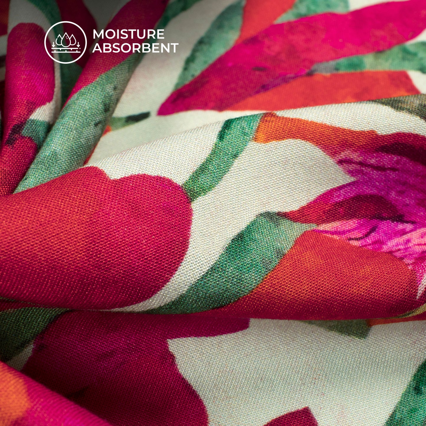 Cherry Red Floral Digital Print Viscose Rayon Fabric (Width 58 Inches)