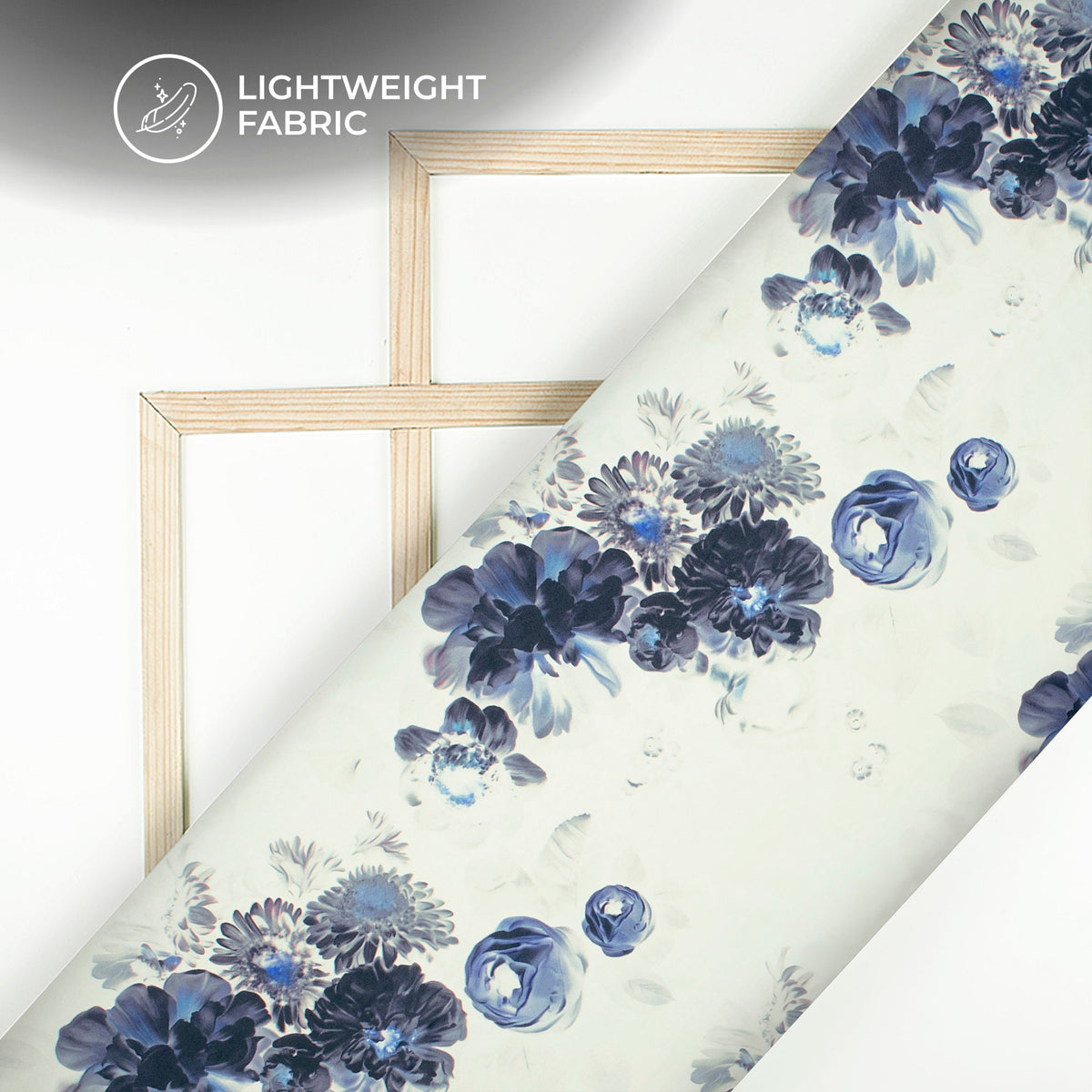 Cream Floral Digital Print Charmeuse Satin Fabric (Width 58 Inches)