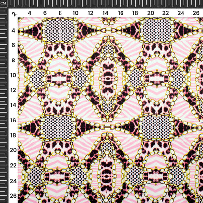 Trendy Chain Pattern Digital Print Charmeuse Satin Fabric (Width 58 Inches)