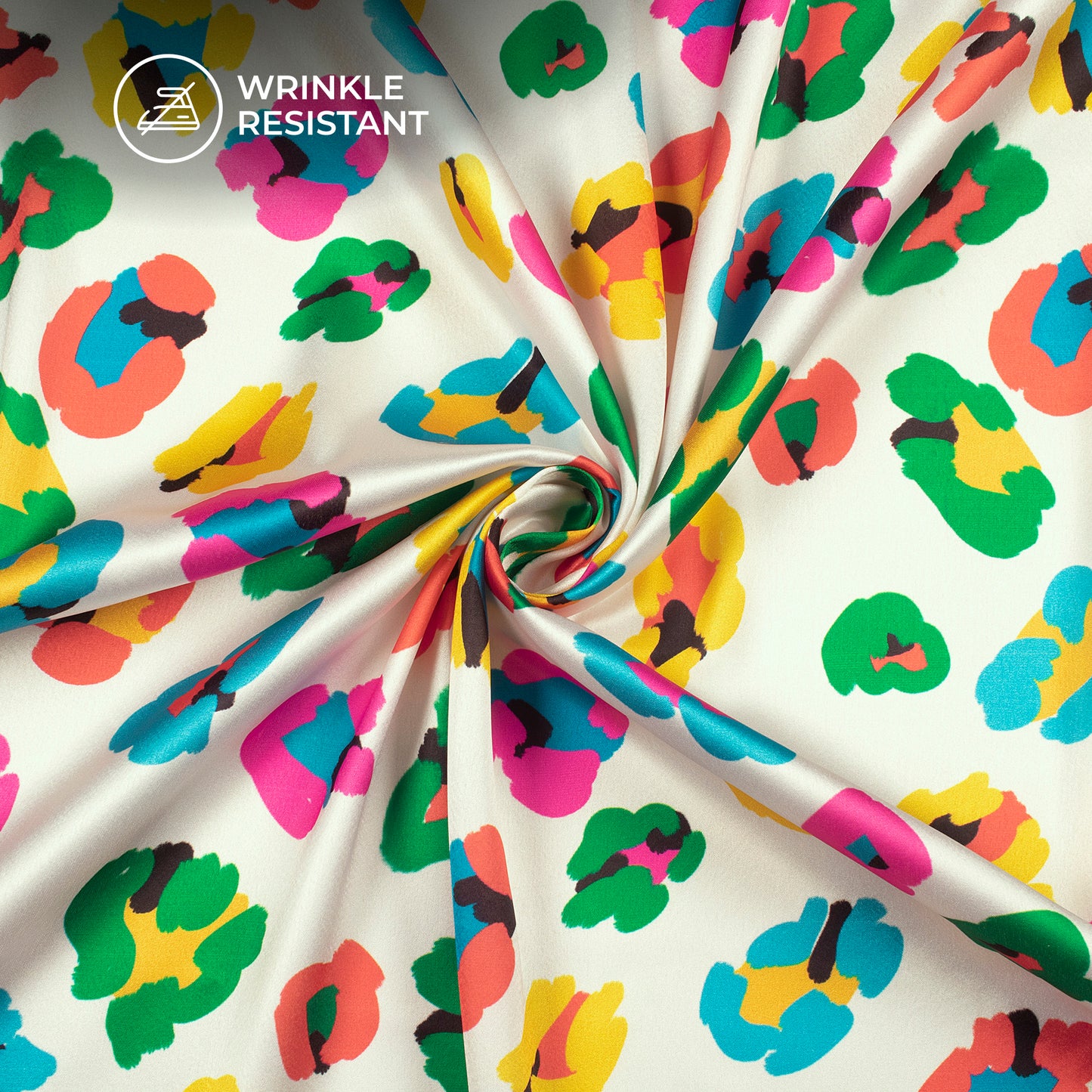 Cream And Multi Abstract,Floral Colour Digital Print Japan Satin Fabric