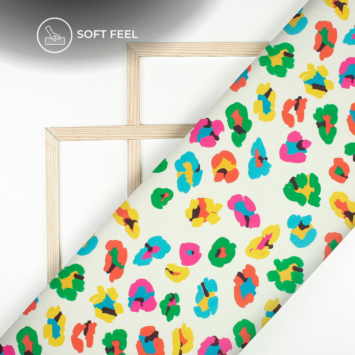 Cream And Multi Abstract,Floral Colour Digital Print Japan Satin Fabric