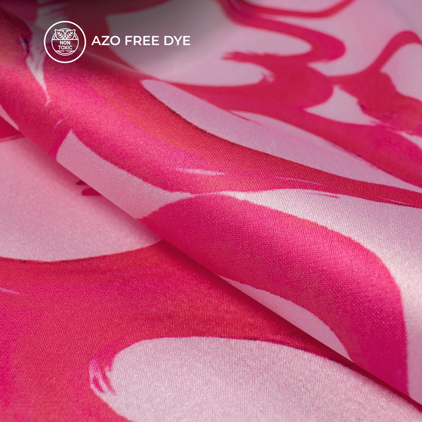 Hote Pink And Baby Pink Colour Digital Print Japan Satin Fabric