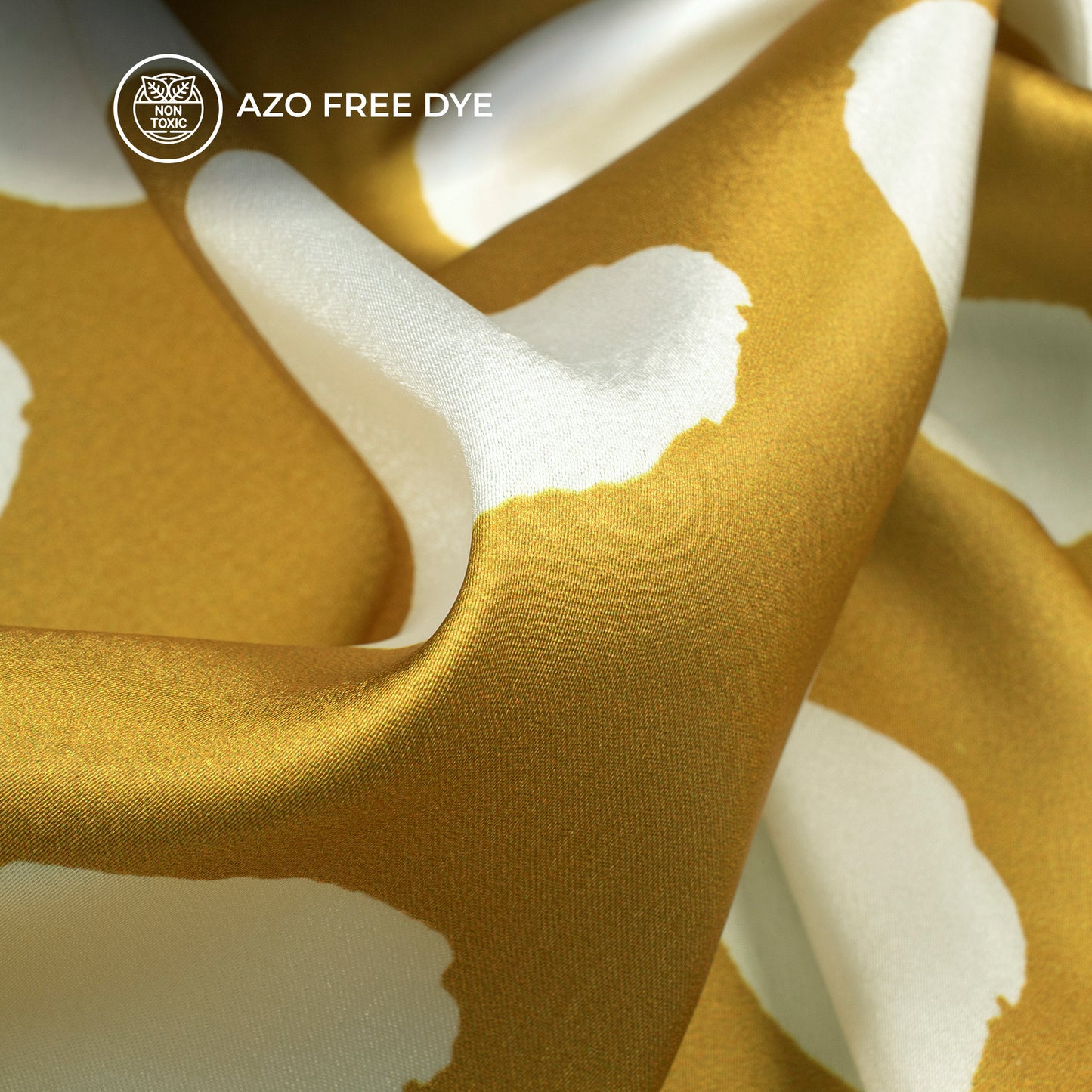 Polka Dots Harvest Golden Colour Digital Print Japan Satin Fabric