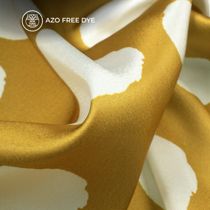 Polka Dots Harvest Golden Colour Digital Print Japan Satin Fabric