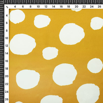 Polka Dots Harvest Golden Colour Digital Print Japan Satin Fabric