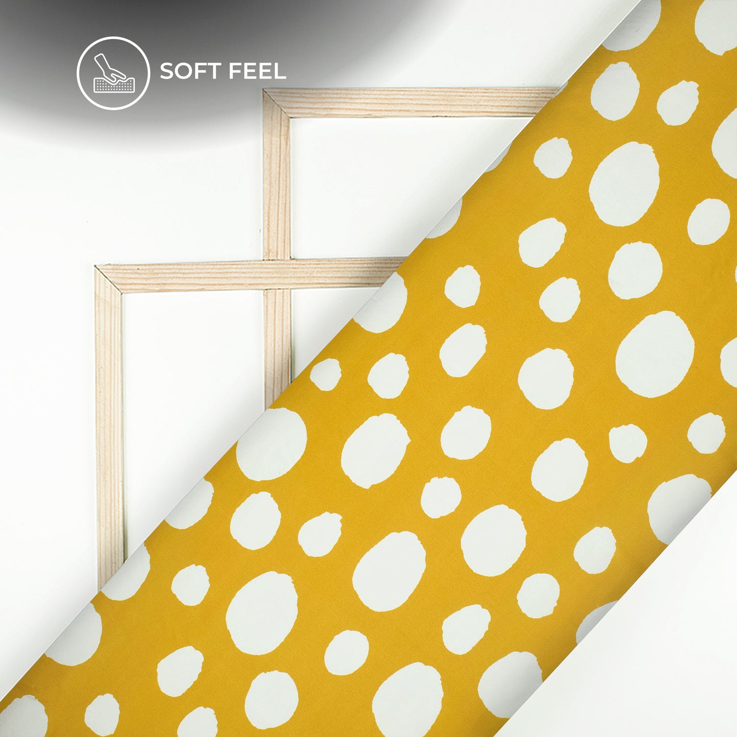 Polka Dots Harvest Golden Colour Digital Print Japan Satin Fabric