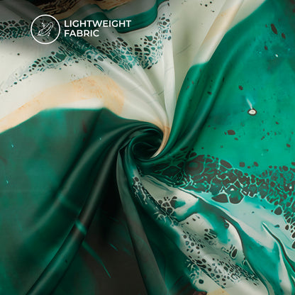 Koitoke Green Marble  Pattern Digital Print Shimmer Tissue Fabric
