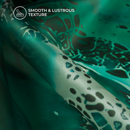 Koitoke Green Marble  Pattern Digital Print Shimmer Tissue Fabric