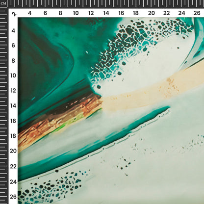 Koitoke Green Marble  Pattern Digital Print Shimmer Tissue Fabric