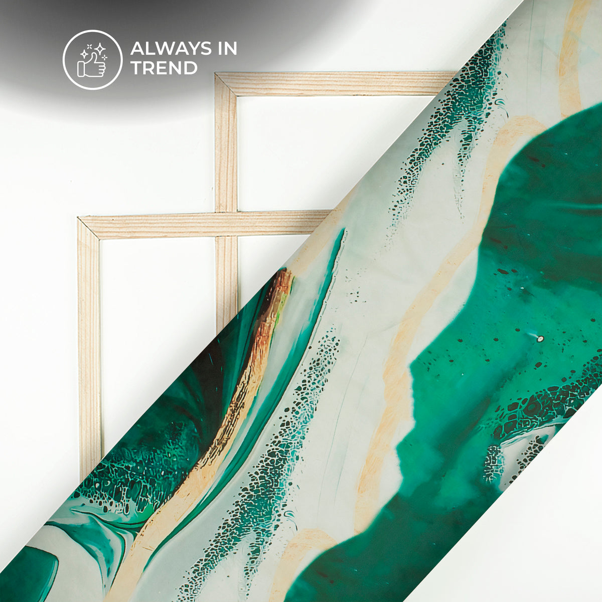 Koitoke Green Marble  Pattern Digital Print Shimmer Tissue Fabric