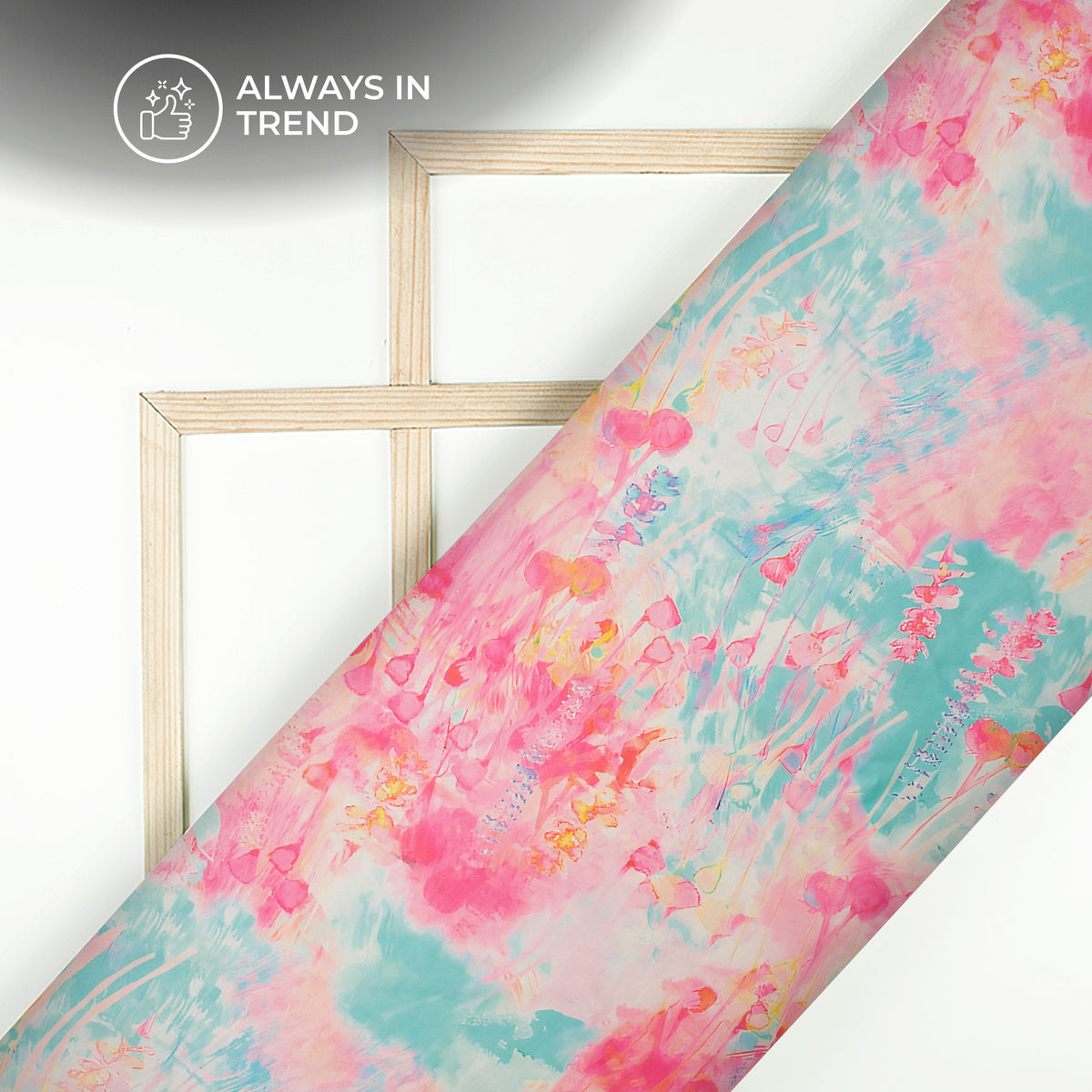 Hot Pink And Tiffany Blue Tie And Dye Pattern Digital Print Shimmer Tissue Fabric