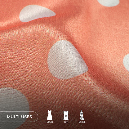 Polka Dots Digital Print Poly Chinnon Chifon Fabric