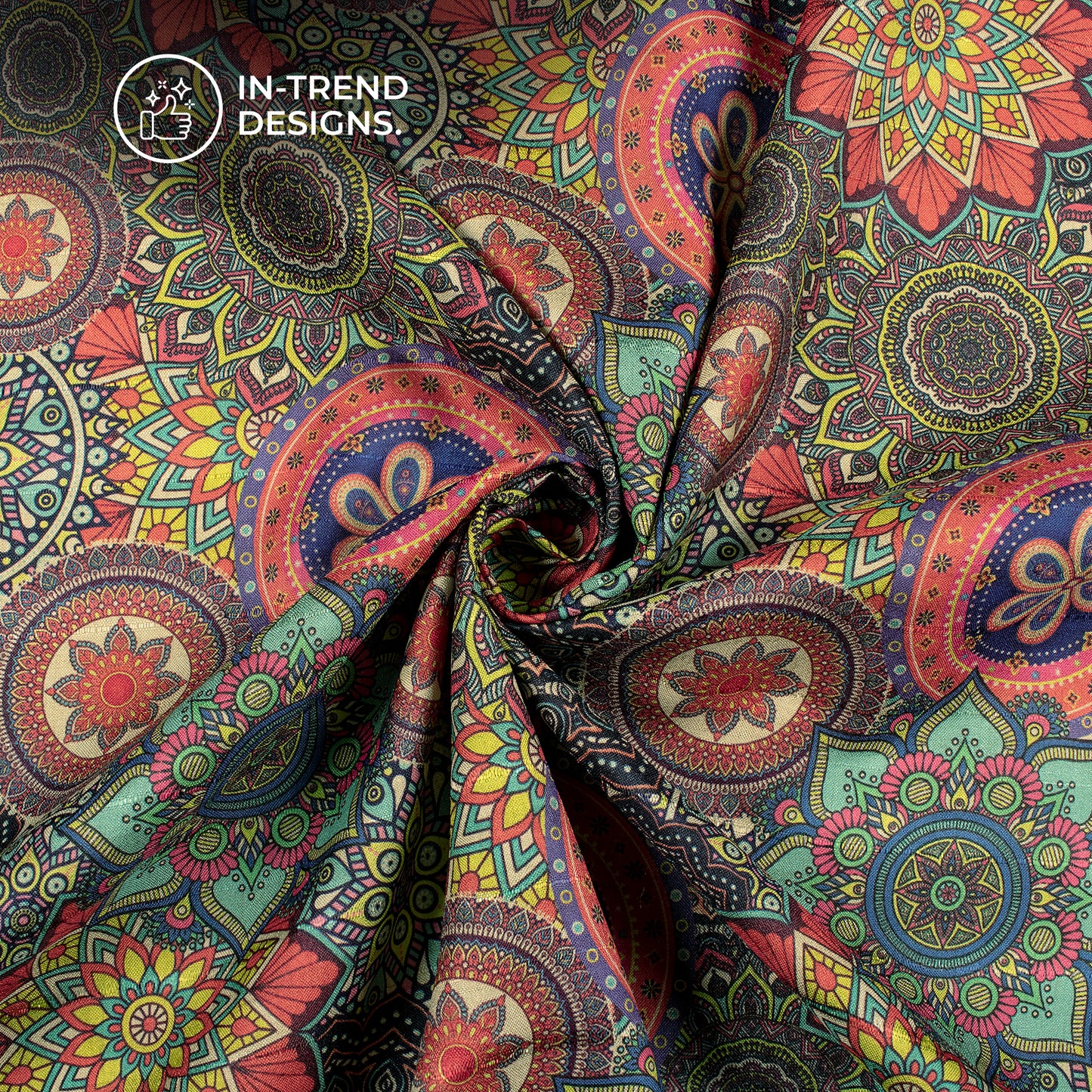 2026 Viral Mandala Digital Print  Art Tusser Silk Fabric