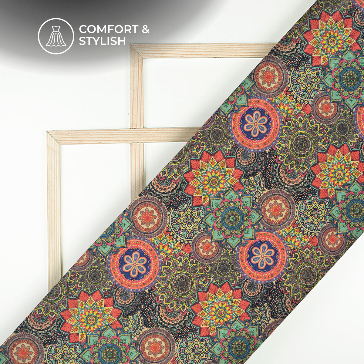 2026 Viral Mandala Digital Print  Art Tusser Silk Fabric