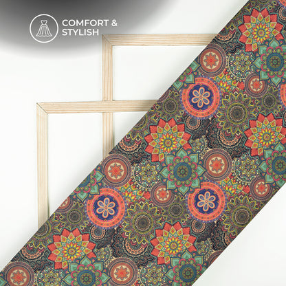 2026 Viral Mandala Digital Print  Art Tusser Silk Fabric