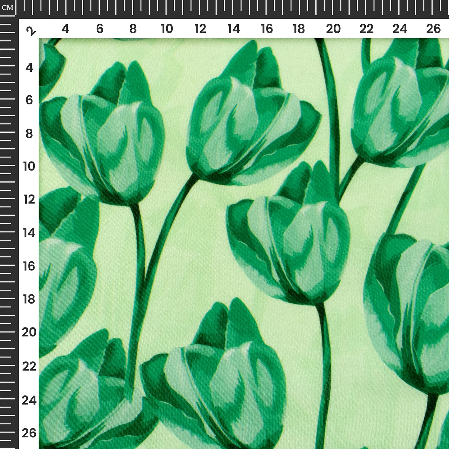 Meadow Green Floral Digital Print Poly Cambric Fabric