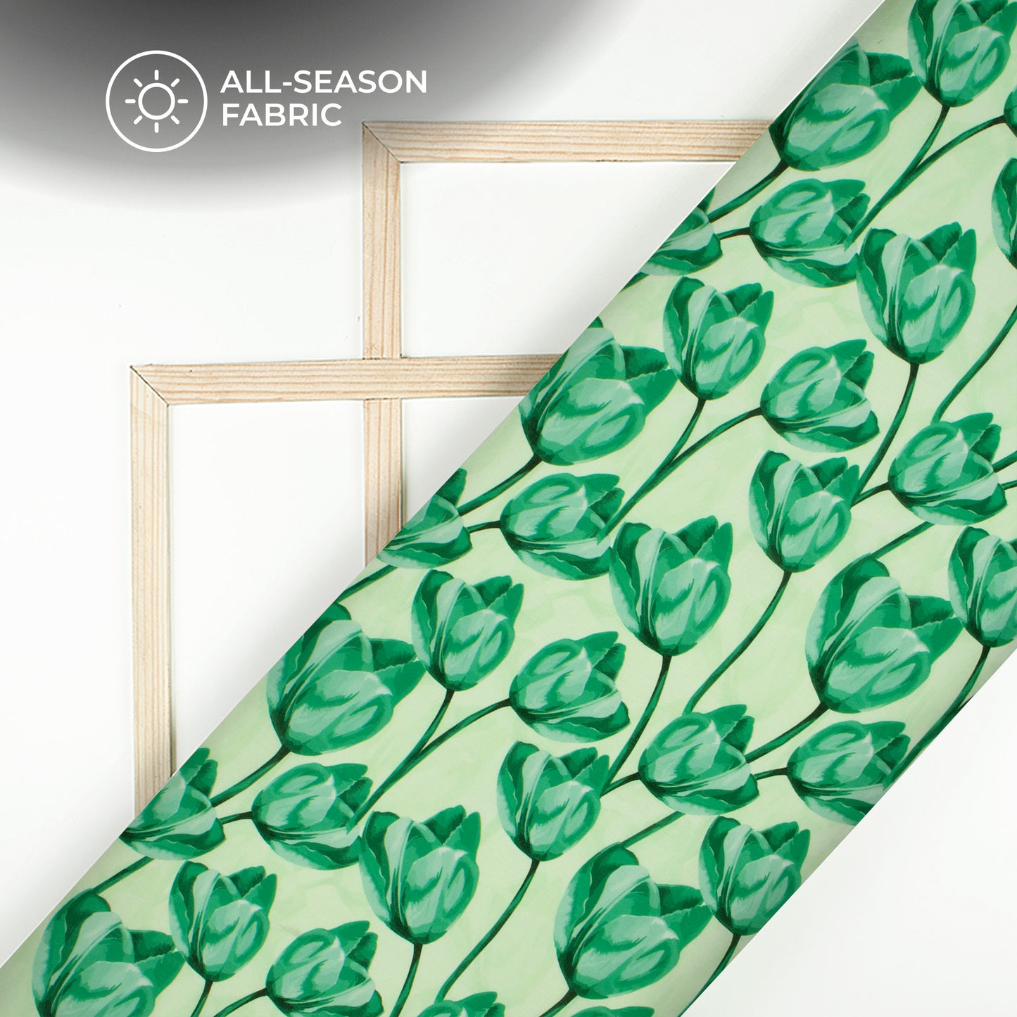 Meadow Green Floral Digital Print Poly Cambric Fabric