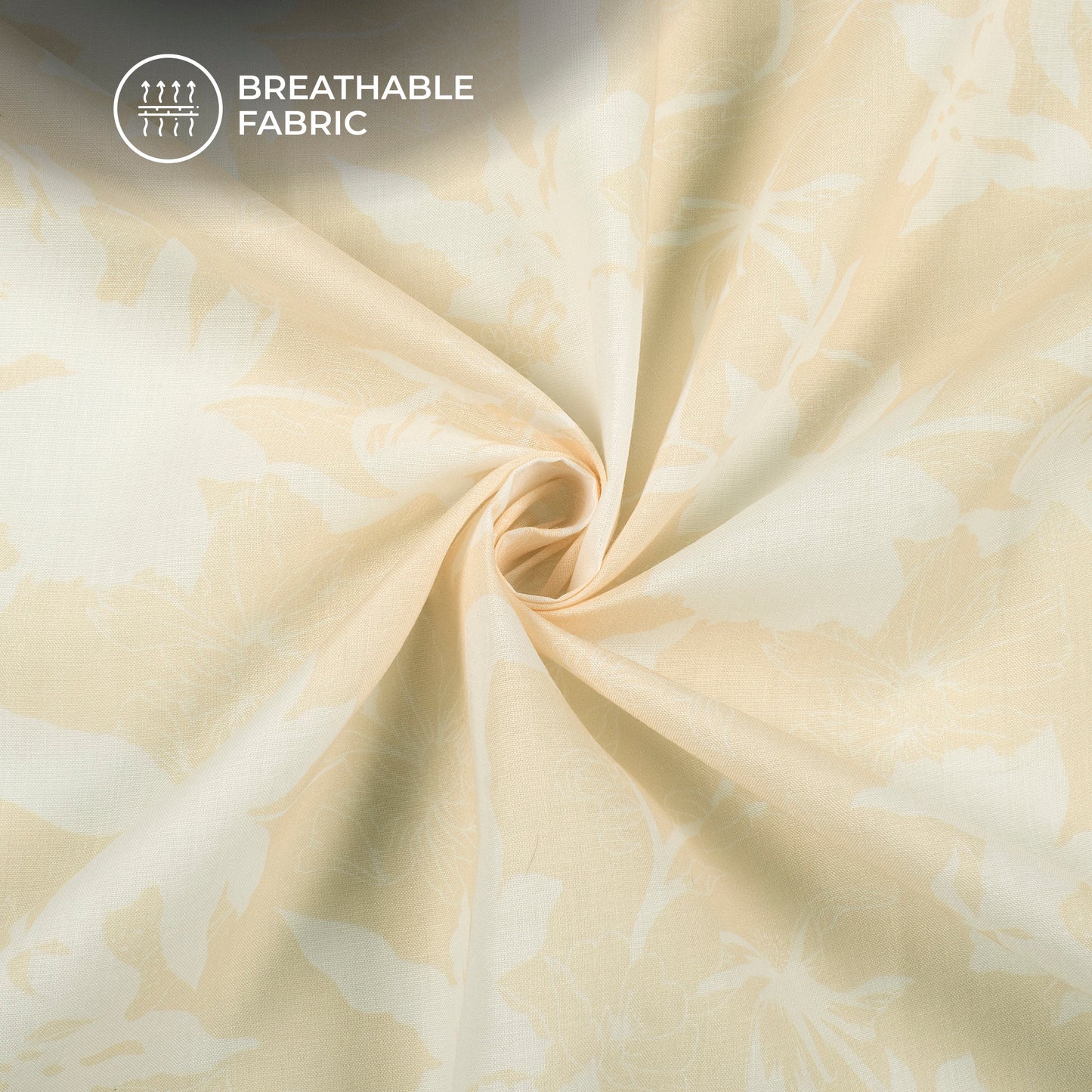 Ivory Cream Shadow Floral Digital Print Poly Cambric Fabric