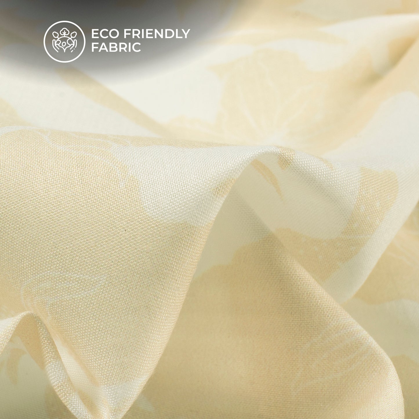 Ivory Cream Shadow Floral Digital Print Poly Cambric Fabric