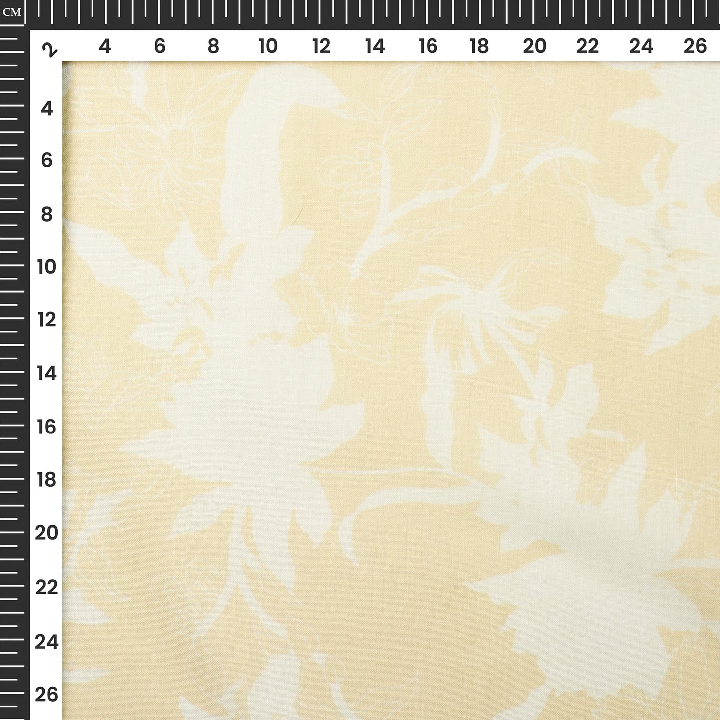 Ivory Cream Shadow Floral Digital Print Poly Cambric Fabric