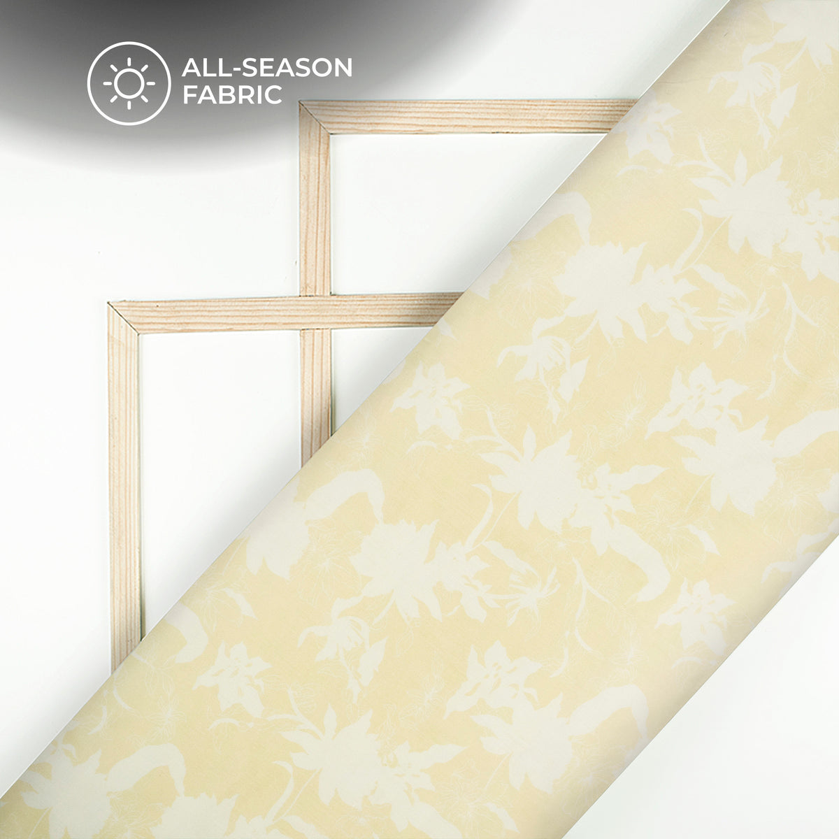 Ivory Cream Shadow Floral Digital Print Poly Cambric Fabric
