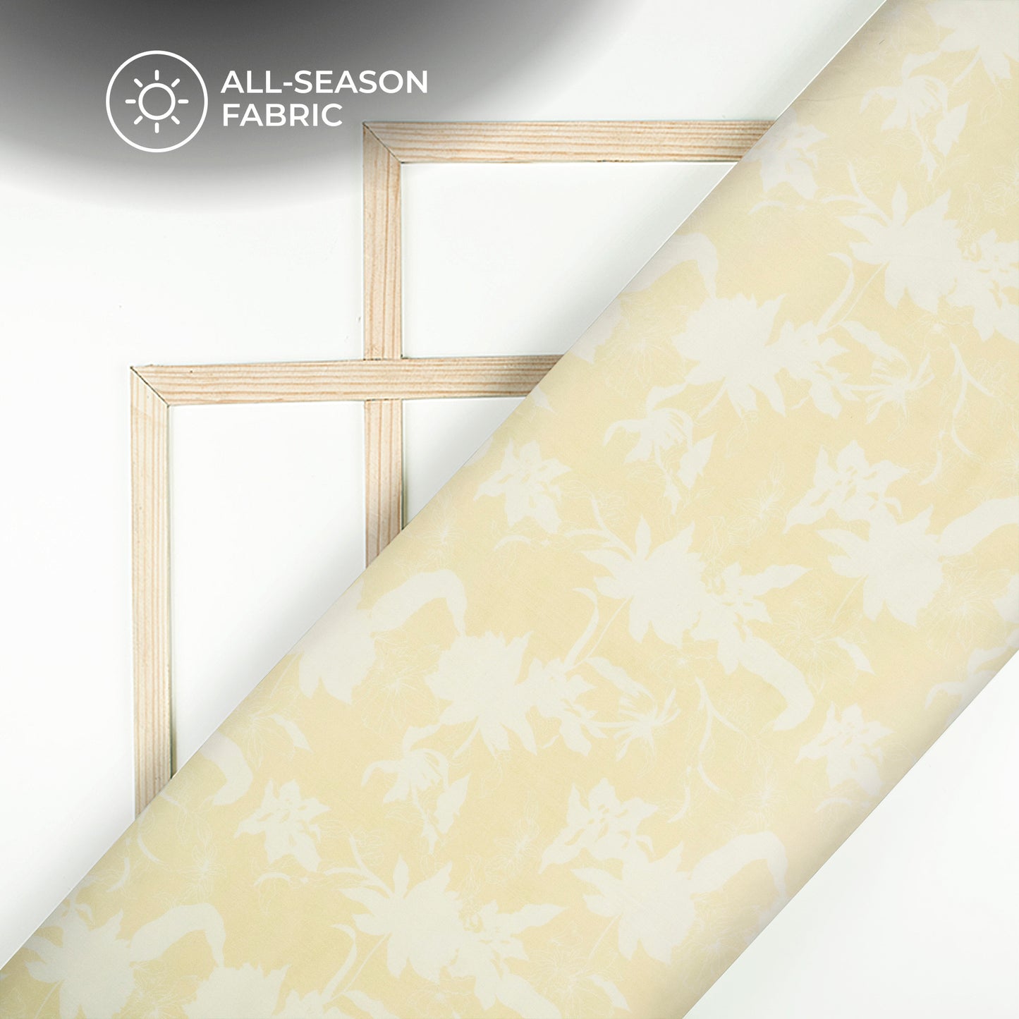 Ivory Cream Shadow Floral Digital Print Poly Cambric Fabric