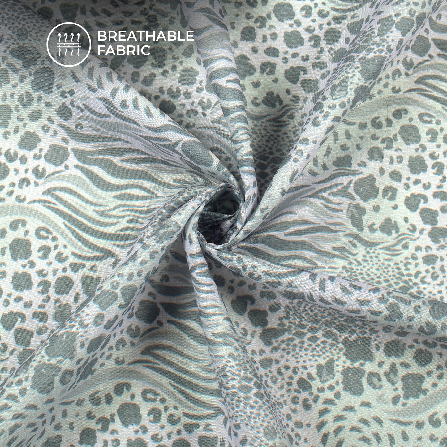 Silver Grey  Lilac Back Ground Digital Print Poly Cambric Fabric