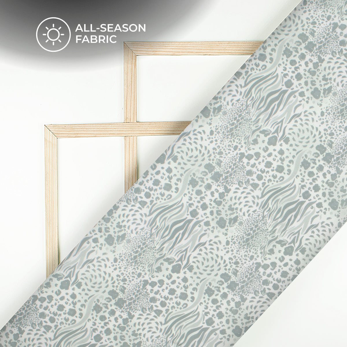 Silver Grey  Lilac Back Ground Digital Print Poly Cambric Fabric