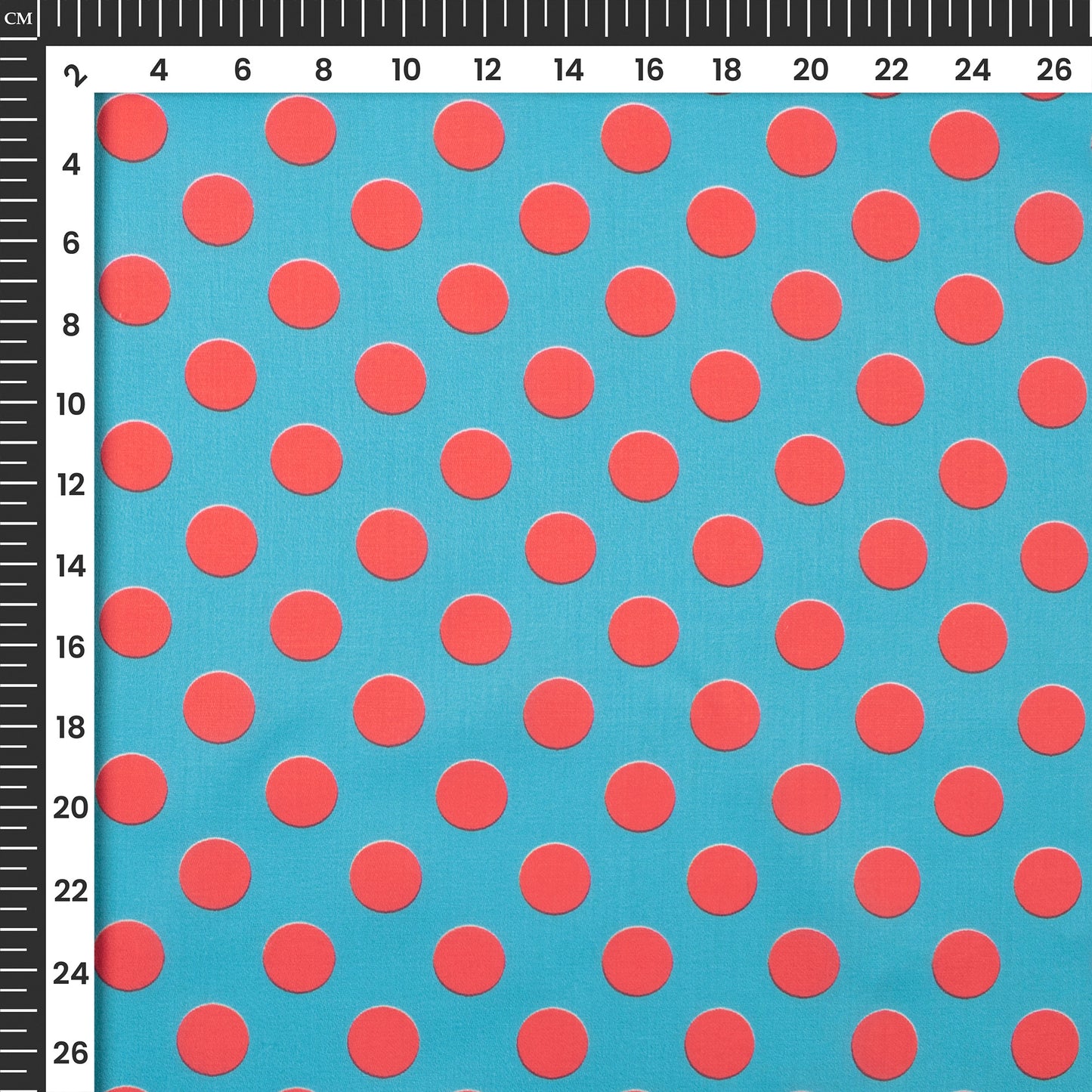 Denim Blue And Cormin Polka Dot Digital Print Poly Glazed Cotton Fabric