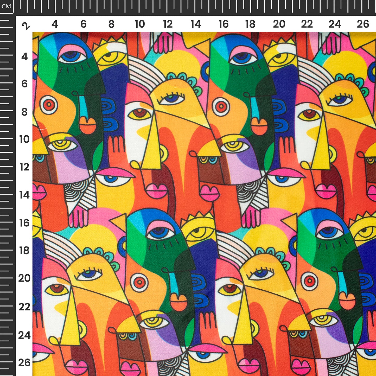 Multi Colour Quirky Eye Design Digital Print Poly Glazed Cotton Fabric