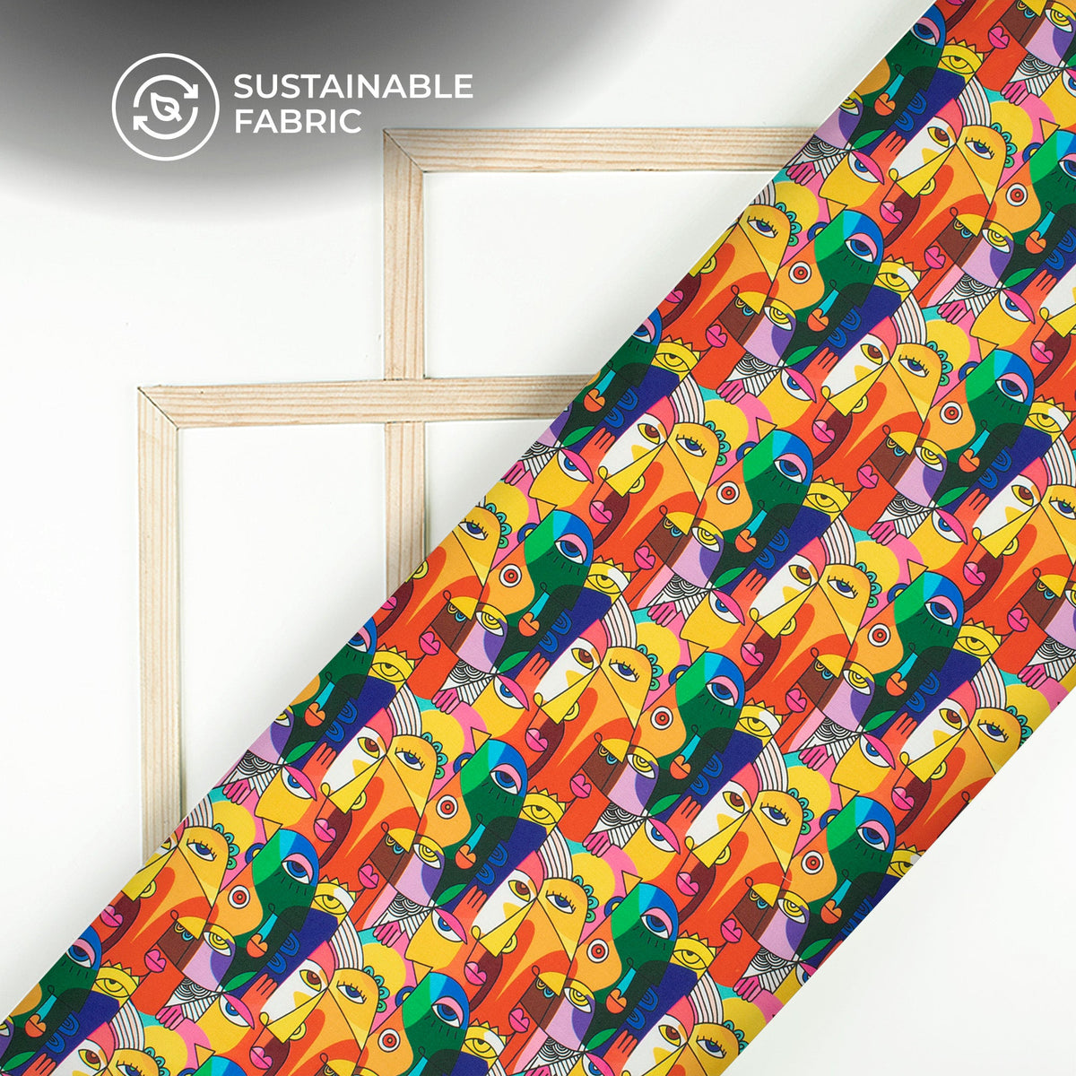 Multi Colour Quirky Eye Design Digital Print Poly Glazed Cotton Fabric