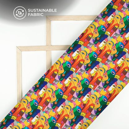 Multi Colour Quirky Eye Design Digital Print Poly Glazed Cotton Fabric