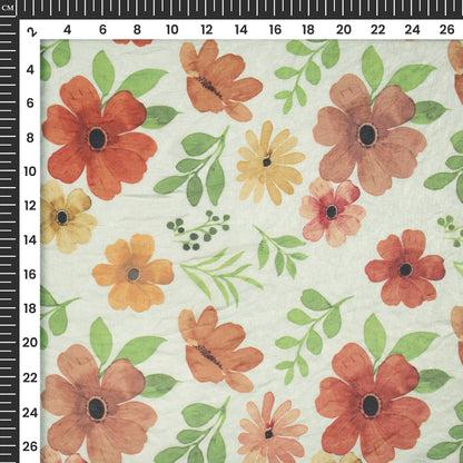 Rust Orange Autumn Spice Digital Print Shimmer Tissue Fabric