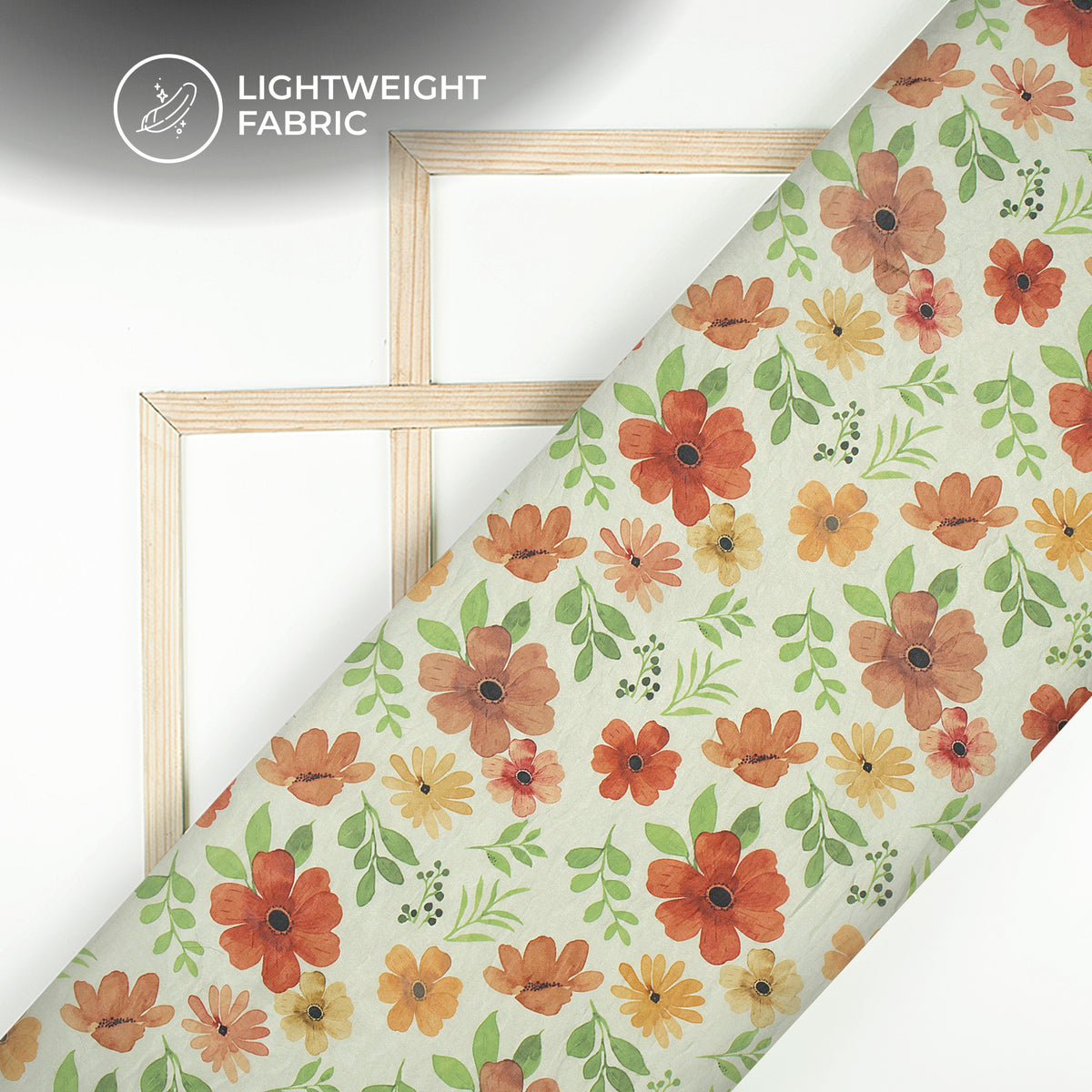 Rust Orange Autumn Spice Digital Print Shimmer Tissue Fabric