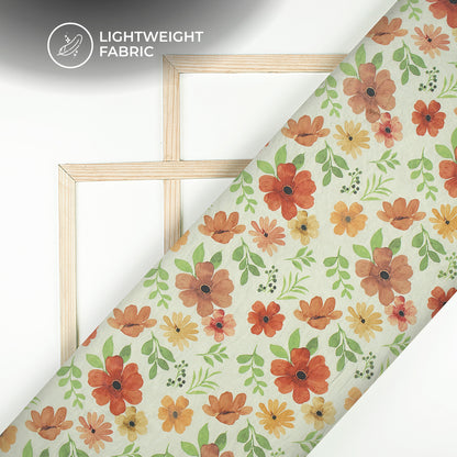 Rust Orange Autumn Spice Digital Print Shimmer Tissue Fabric