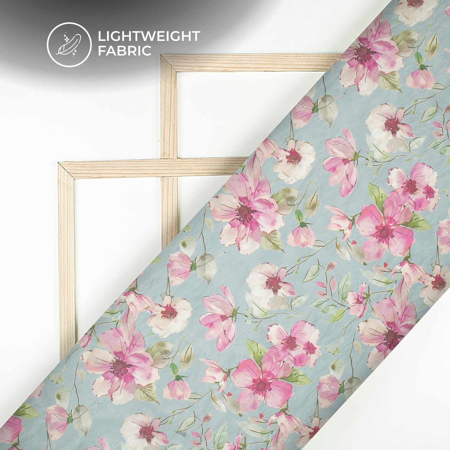 Artistic Feel Flowers On A Gray Background Digital Print Shimmer Tissue Fabric